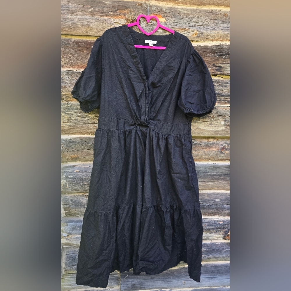 Free Assembly Casual Cotton Black Women's Dress, Size XXL - Picture 3 of 6